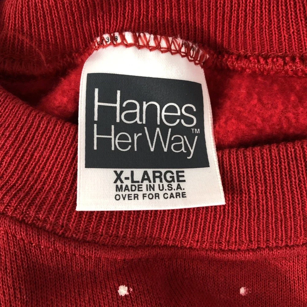 Hanes Her Way‎ Sweatshirt Women XL Red White Christmas Snowman 